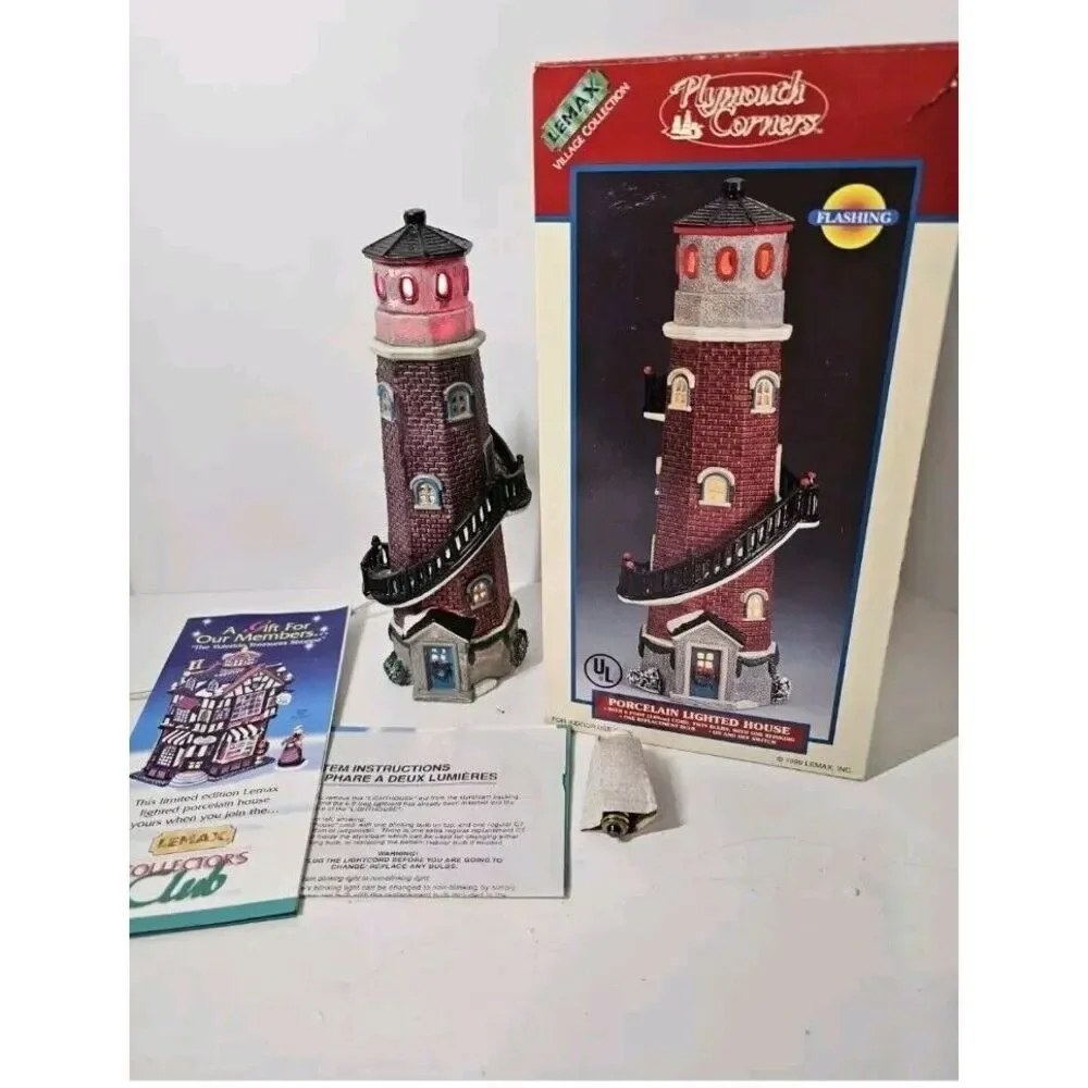 Lemax New Point Light House #95372 Retired 1999 Flashing‎ Rare Open Box